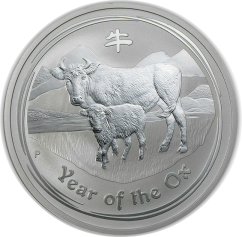 Серебряная инвестиционная монета Австралии 10 долларов "Лунный календарь II -Год Быка" 5 унций(oz) 2009 год