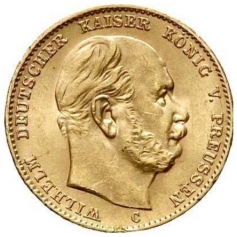 Золотая монета 10 марок "Вильгельм" 1892-1893гг., 3,98г., Au 900