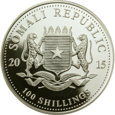 Серебряные монеты 100 шиллингов Слоны Сомали.Серия "Дикая природа Африки" 2015 год 31.1 грамм